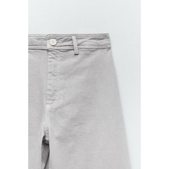 Zara Blogger Favorite Marine Straight High Waisted Flare Wide Leg Frayed Jeans - Picture 3 of 16